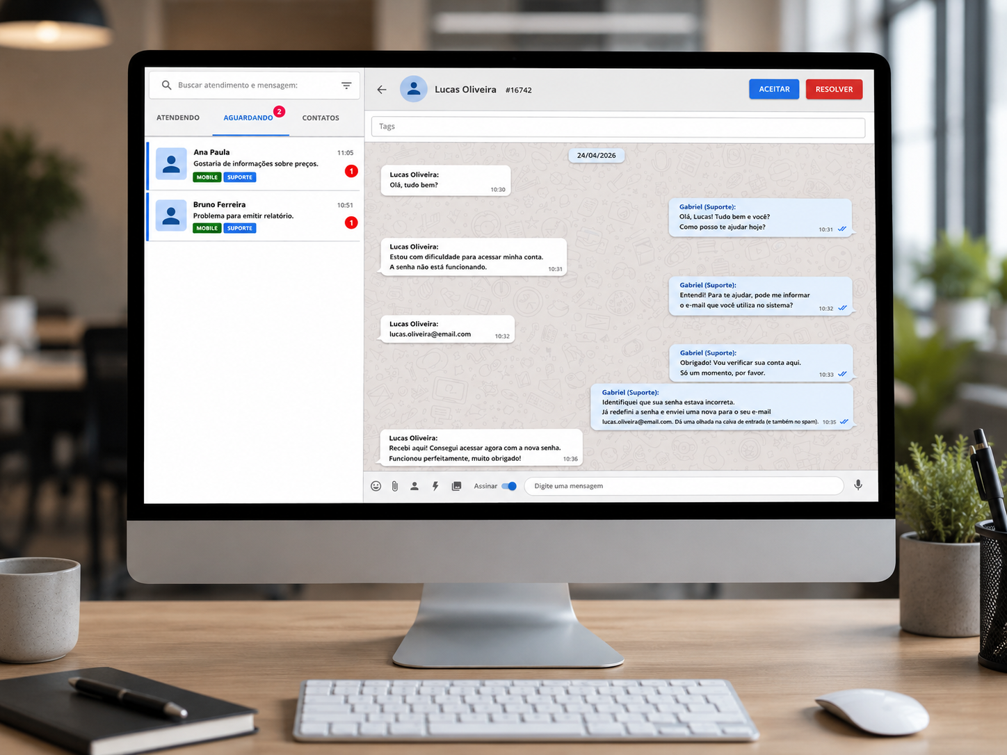 Preview de conversas integradas com WhatsApp